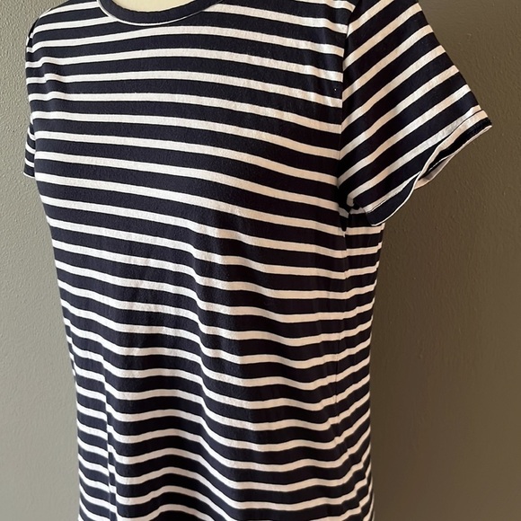 J. Crew Factory Navy White Striped Short Sleeve Tee Shirt Dress - Picture 5 of 11